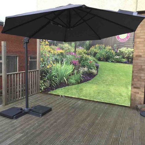 Signature Weave 3m Round Roma Cantilever Parasol Sun Shade Umbrella Grey Canopy (1/2)