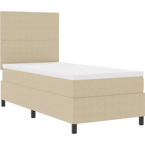 Box Spring Bed with Headboard Light Grey and White 100 x 200 cm vidaXL
