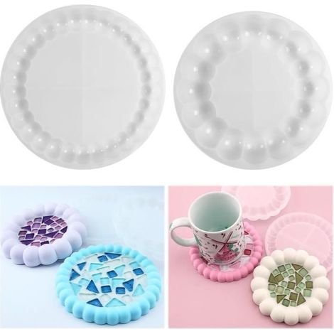 2Pcs Moule à Bulles Dessous, Moules De RéSine Epoxy En Silicone Dessous De Verre De Rond Bulle, Moules Pour Table DéCoration Coaster (1/4)