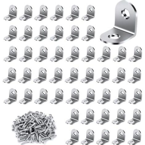 Befestigungswinkel aus Edelstahl 20×20 mm – Packung mit 50 Stück inklusive 100 Schrauben für Möbelmontage und -reparaturen