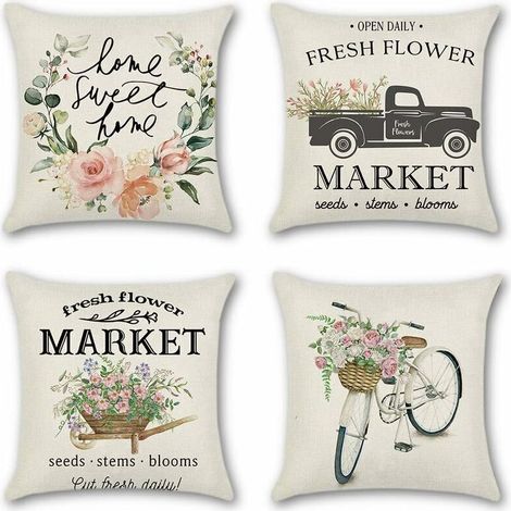 Housse de coussin décorative Housse de coussin respirante Coussin décoratif coloré Housse de coussin de canapé 45 x 45 cm Lot de 4 (1/5)