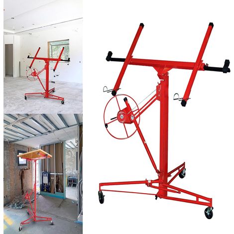Lève-plaques XXL pour plaques de plâtre, hauteur de travail réglable de 132-325 cm, largeur de bras de charge max 295 cm et capacité de charge de 68 kg, aide pliable au montage pour cloisons (1/5)