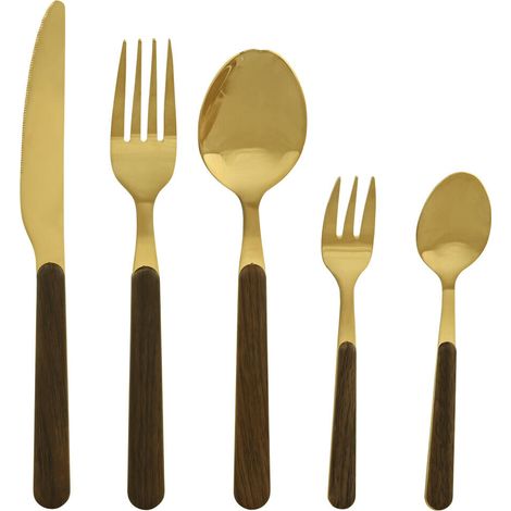 Cuberteria Set 20 Inox Abs 17X7X24 2Mm Dorado (1/4)
