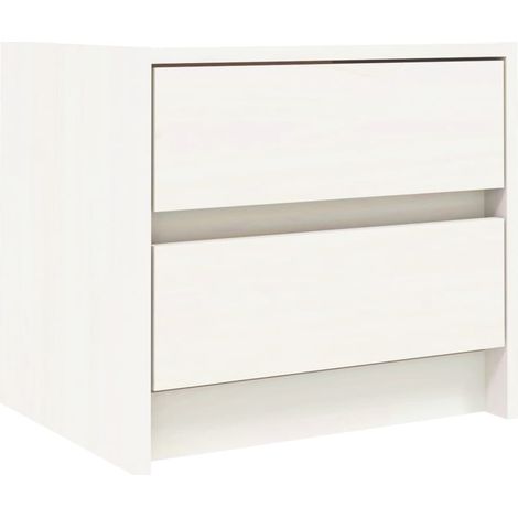 Mesita de noche con dos cajones 40 x 31 x 35,5 cm madera pino blanco DEC033343