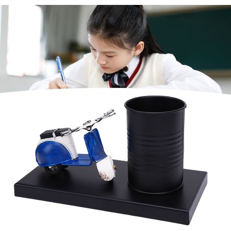 Portalápices metálico con diseño de motocicleta vintage – Organizador multifuncional para bolígrafos, ideal para la oficina y decoración – 315 g, azul, 6 unidades (1/5)