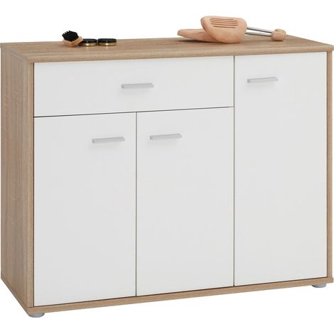 Idimex – Meuble à chaussures Camille – 7 étagères réglables – Mélaminé chêne sonoma et blanc – Dimensions 70 x 88 x 35 cm