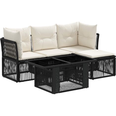 Conjunto de sofás de jardín 5 uds. Negro ratán sintético vidaXL (1/5)