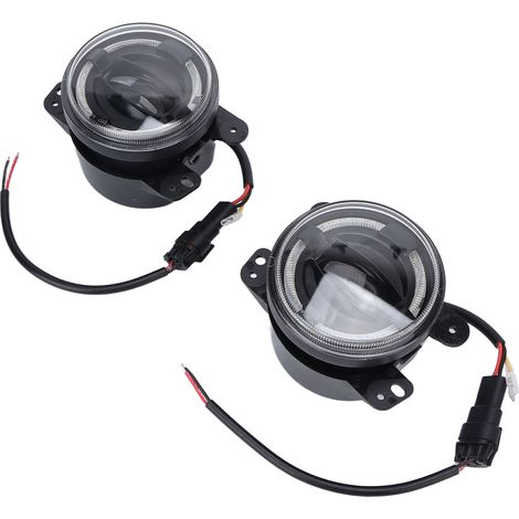 Zwei 10 cm (4 Zoll) große LED-Nebelscheinwerfer für die vordere Stoßstange, runde Fernlichter, kompatibel mit Jeep Wrangler 2007-2018 (1/5)
