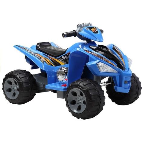 Vehículo todoterreno de cuatro ruedas a batería para niños, con luces LED y reproductor MP3, color azul. (1/5)