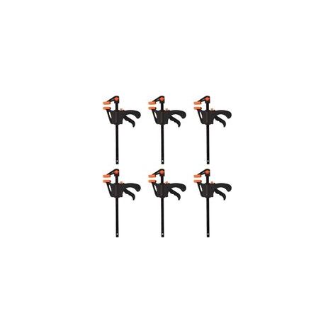 BRAVIX 6 Pièces Serre-Joints à Barre à Une Main, Serre-Joints à Cliquet, F Pinces de Serrage Rapide, Serres-Joints de Charpentier, Idéal pour Les Applications de Serrage Rapide et Facile