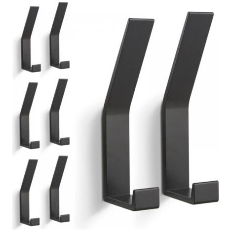 8 Piece Hanger, Wall Hanger (Invisible Screw), Modern Hooks for Clothes, Scarves, etc. (Black) (1/5)