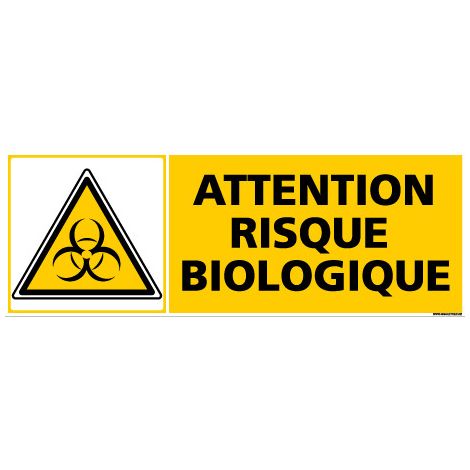 Panneau ATTENTION RISQUE BIOLOGIQUE (C0302) - Plastique PVC 1,5 mm - 210 x 75 mm