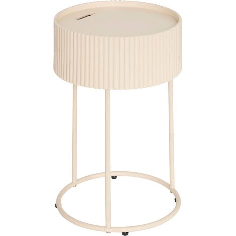 Table d'appoint ronde avec plateau amovible coloris beige- Diamètre 33 x Hauteur 48 cm