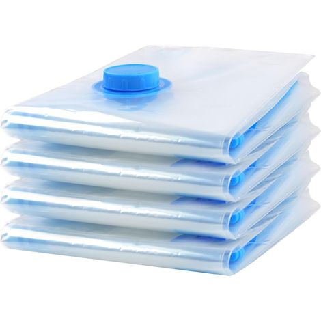 Lots de 4 sacs et ranges sous vide, sacs gain de place pour vetements, voyages, déménagements, couvertures, oreillers : rangement et organisation. (40 x 60 cm) (1/5)