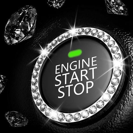 Lot de 3 autocollants logo pour l'intérieur de voiture, accessoires de voiture avec strass et cristaux pour femme, bouton de démarrage du moteur (1/5)