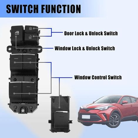 1 set, color: black, material: ABS, LED window regulator master switch set 84040-02180