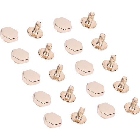 50 Sets 8-mm-Nieten und -Zapfen, Metall-Sechskantnieten, Schlitzschrauben-Set für Lederarbeiten, Bekleidungseinfassungen, Dekoration, Hellgold (1/5)