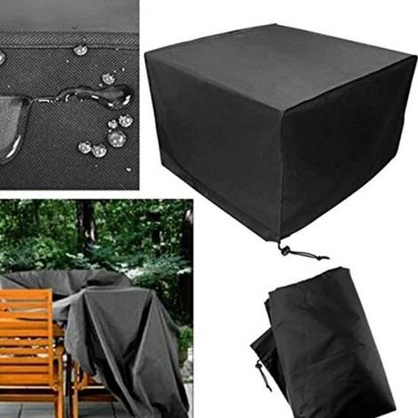 Telo protettivo per set di mobili da giardino quadrati 120x120x74 cm, impermeabile, resistente ai raggi UV, nero. (1/5)