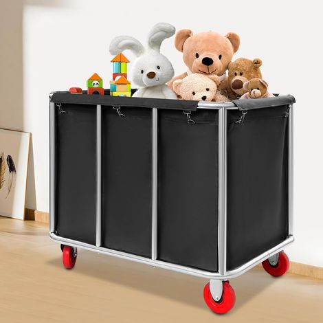Chariot à Linge 90 × 65 × 80 cm en Acier Inoxydable Commercial avec roulettes, Chariot à Linge Sale pour hôtel, capacité de Charge de 60 kg (1/5)