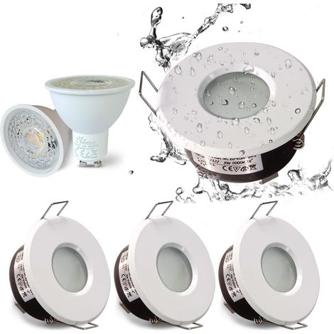 4x Blanc Encastré led IP65 Spot étanche 5W Encastrable Spot LED Blanc Chaud 3000K, Éclairage Plafond Encastré pour salle de bains, cuisine, salon, couloir(incl. Douille GU10)