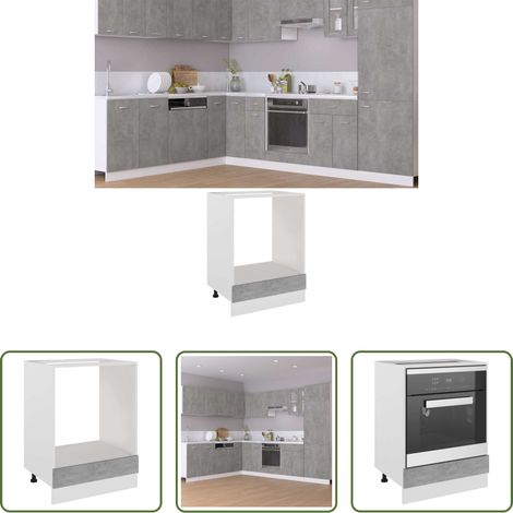 vidaXL Küchenmöbel - Herdumbauschrank Lyon Betongrau 60x46x81,5 cm Holzwerkstoff (1/5)