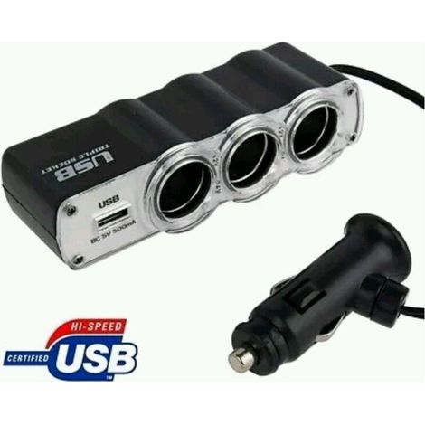Multiplicateur De Prises 3 Prises Allume-cigare 12/24 Volt Prise Usb Pour Voiture