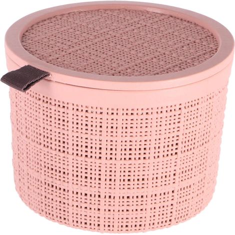 Boîte de rangement 2l ronde avec couvercle Jute recyclé rose (1/3)