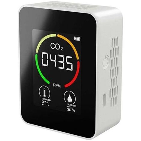 Détecteur de dioxyde de carbone à semi-conducteur de couleur blanc, dispositif de mesure de CO₂ pour intérieur, détecteur de qualité de l'air ambiant (1/5)