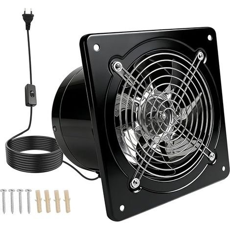 Ventilateur d'extraction 150 mm 600 m³/h - Silencieux - Avec clapet anti-retour - Interrupteur - Étanche IP44 - 40 W - Économe en énergie et durable - Pour cuisine, salle de bain, garage (1/5)