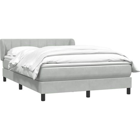 Sommier à lattes de lit et matelas gris clair 160x210cm velours vidaXL