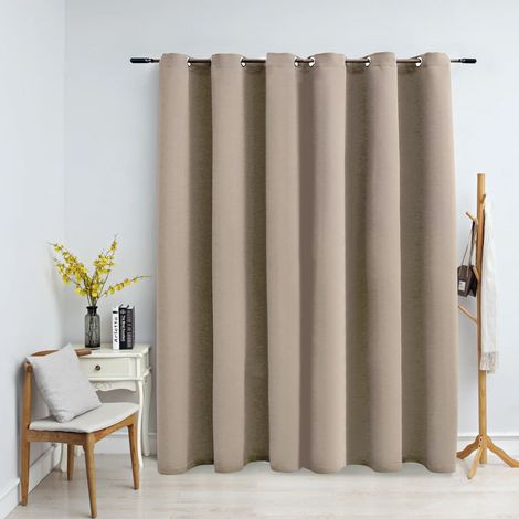 Rideau occultant,Décoration Chambre Fenêtre,Rideau Thermique Isolant avec anneaux en métal Beige 290x245 cm GDSVW69691 (1/4)