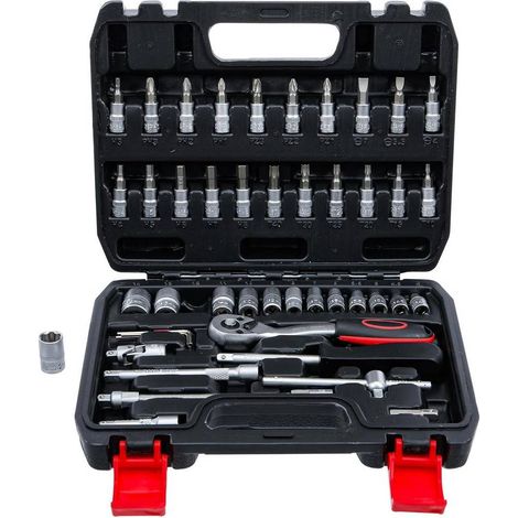 Coffret de Douilles 6,3 mm (1/4) 46 pcs - Acier Résistant - Outil Complet pour Mécanique et Bricolage - D-Work (1/5)