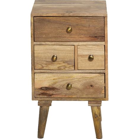 Made In Meubles – Table de chevet en bois de manguier 4 tiroirs – Style scandinave – Dimensions 62x37x31cm – Rangements supplémentaires (1/5)