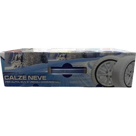 Calze da neve per Auto Suv e veicoli commerciali Omologate Sostituiscono Catene Montaggio Rapido Taglie S, M, L, XL Omologazione TUV/GS EN 16662-1 Anti-Slittamento su ghiaccio e neve - MISURA: Taglia 