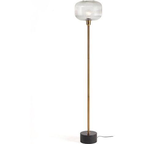 Lampadaire design doré et noir pied marbre globe verre élégant - doré noir et verre transparent
