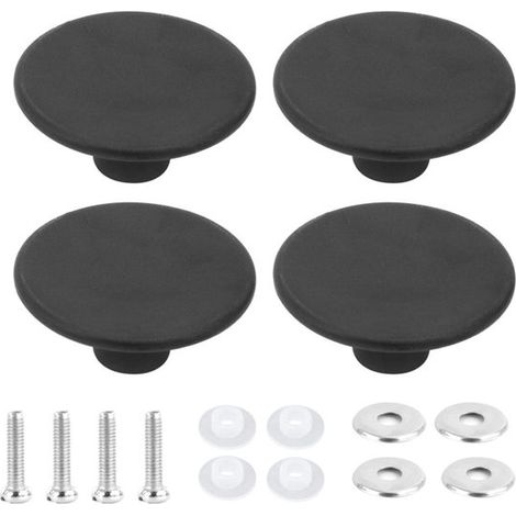 Bouton universel en bakélite noire pour couvercles de casseroles (5,4 cm, lot de 4 avec vis et rondelles) – Bouton de remplacement résistant à la chaleur pour couvercles en verre et en acier inoxydabl (1/2)