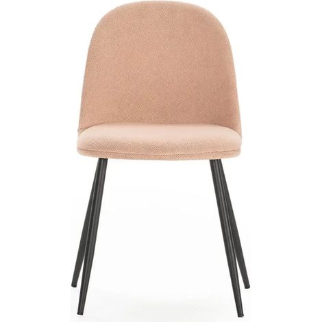 LIVO - Lot de 4 chaises pieds en métal noir - Rose (1/5)