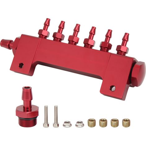 Unterdruckanschlussblock, Ansaugkrümmer, 1/8-Zoll-NPT-Anschluss, 1/2-Zoll-NPT-Ein-/Auslass, universell für Pkw und Lkw, Turbolader, rot (1/5)