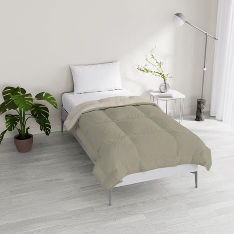 Italian Bed Linen Piumino invernale imbottito bicolore Sogni e Capricci, Tortora/Panna, Piazza e Mezza 200x200cm (1/4)
