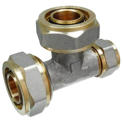 Schraubfitting-T-Stück 26 x 3,0 - 26 x 3,0 - 20 x 2,0 mm für Alu-Mehrschicht-Verbundrohr