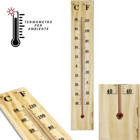 Thermomètre Intérieur Extérieur Mur En Bois ° C ° F Jardin De Bureau à Domicile