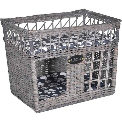 vidaXL Casa/cama/ rascador para mascotas de sauce con cojín cuadrada (1/4)