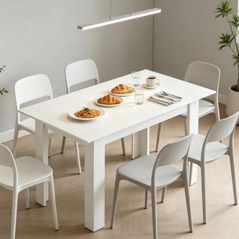 Une table à manger moderne modèle extensible doté d'un mécanisme d'extension pratique (table seule). (1/5)