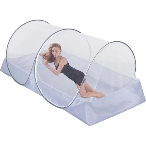 Moustiquaire pliable pour lit simple, moustiquaire pop-up de camping pour parc et jardin, filet anti-insectes extérieur à fermeture éclair latérale (1/5)