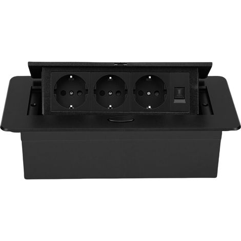 Boîtier électrique encastré à 3 prises (2 broches) et port Ethernet CAT6 pour bureau ou usage résidentiel (1/5)