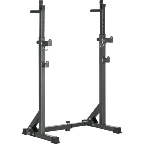 Supporto per Bilanciere Regolabile in Altezza 60-87x65x121-158 cm in Acciaio ed EVA Nero (1/5)