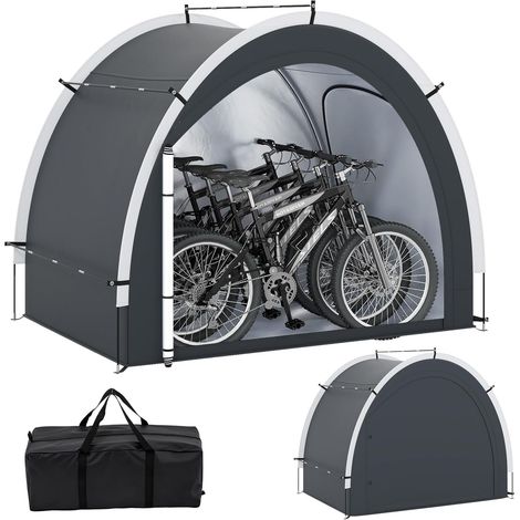 GOPLUS Abri Velo, Abri de Jardin Extérieure pour 4-5 Vélos, Motos, Outils, avec Portes à Fermetures Éclair Enroulables, Cabane Rangement pour Jardin, Garage, 218 x 153 x 182 CM (1/5)