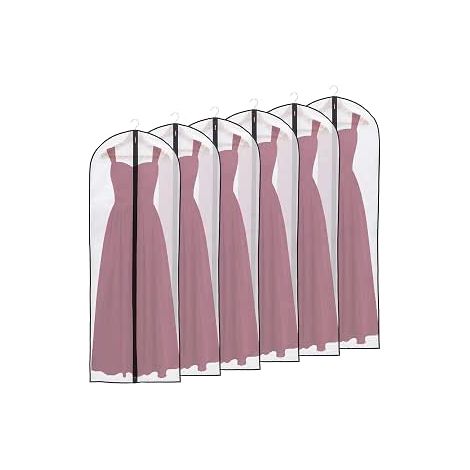6pcs Housse Vetements à Suspendre Anti Poussière Mite Humidité Housse de Vetement Semi Transparente pour Chemise Costumes/Manteaux 6pcs 60 153cm (1/5)