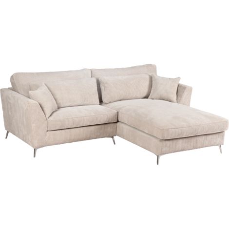 Canapé d'angle mini Isla droit velours côtelé beige (1/5)