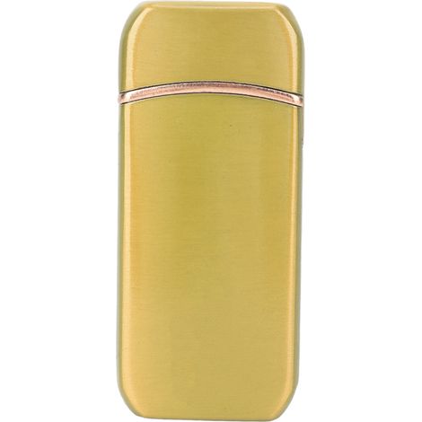 Briquet électrique d'extérieur coupe-vent sans flamme, rechargeable par USB double face, doré (1/5)